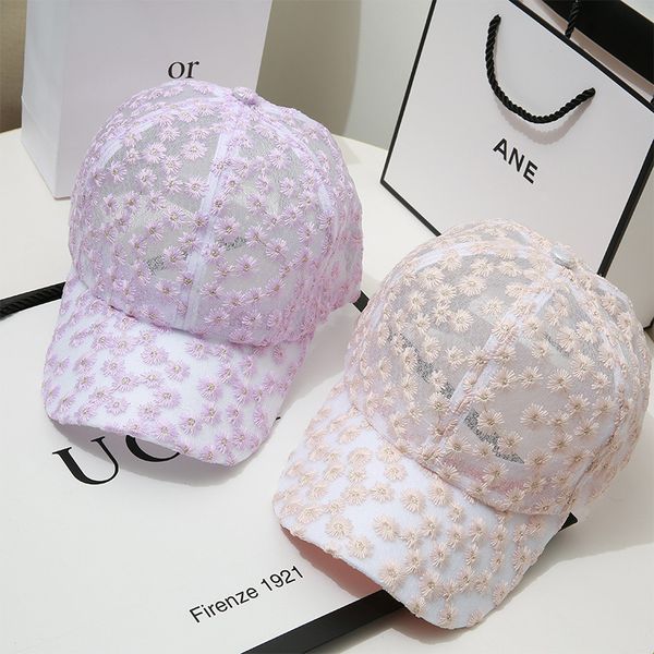 

ball caps women summer sunscreen breathable lace baseball korean daisy embroidered sweet 230203, Blue;gray