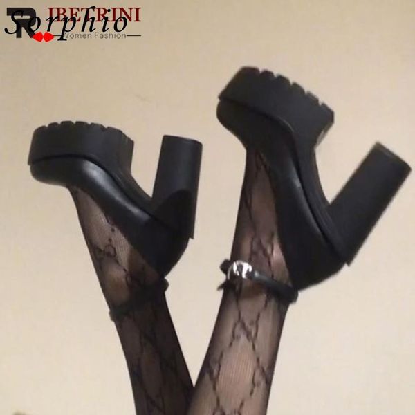 

dress shoes women classic pumps fashion platform shoes on high heels chunky heel ankle strap brand trendy marry jane woman black 230203