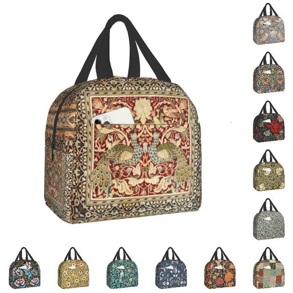 

ice packsisothermic bags william morris floral textile print thermal insulated lunch bag women portable box for kids school multifunction fo