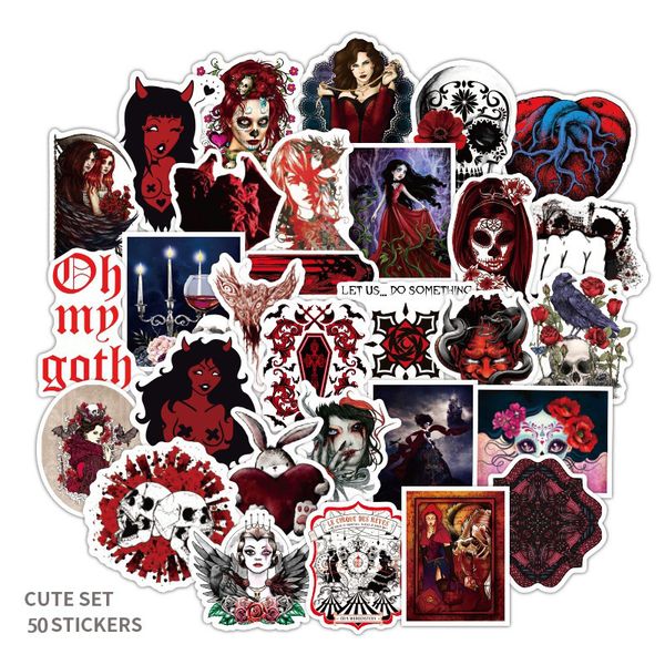 

50pcsdark red gothic stickers witch graffiti stickers outdoor camping graffiti stickers for lapskateboard motorcycle decals