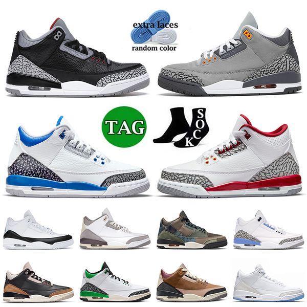 

3s mens basketball shoes size 13 trainers jumpman 3 black cement cool grey racer blue cardinal red fragment patchwork unc pure white lucky g, White;red