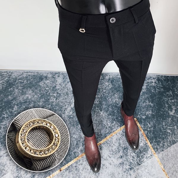 

mens pants british high waist straight social trousers italian formal alones hombre dress ankle 230203, Black