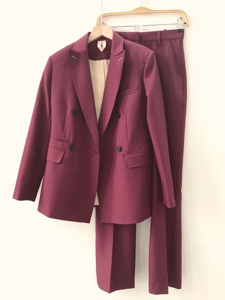 

women's suits blazers 2 color set double breasted notched blazer or high waist long trousers autumn winter 230203, White;black