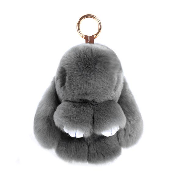 

keychains lanyards cute natural rabbit fur pom bunny key chain women rabbits keychain on bag car trinket doll jewelry party toys friends gif, Silver