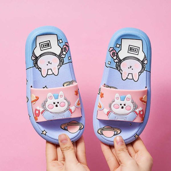 

slipper baby girls cartoon cute astronaut non-slip soft sole boy house shoes kids slides children 8y student bathroom slippers 0203, Black;grey
