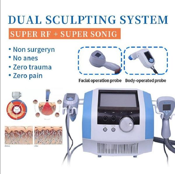 

new portable slimming fat reduce rf high-intensity ultrasound face lifting wrinkle equipment rf body slimming machine device with 2 handle s
