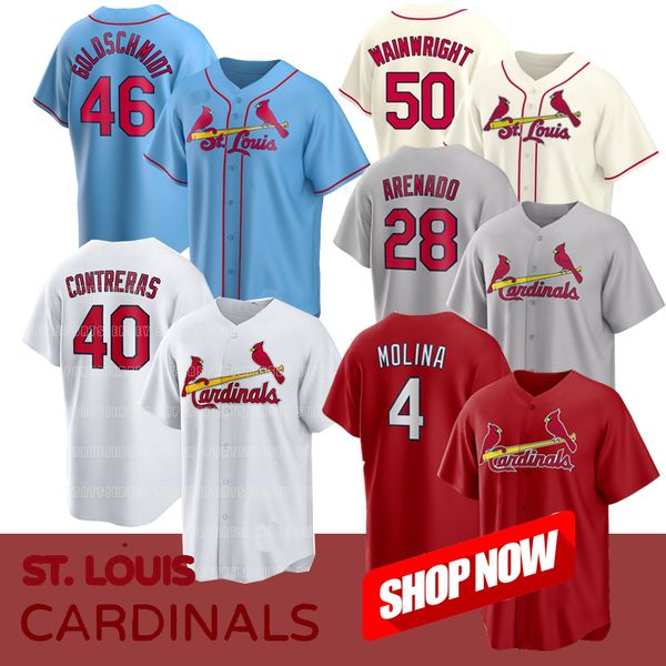 

40 willson contreras cardinal jersey 28 nolan arenado paul goldschmidt yadier molina albert pujols dylan carlson 19 edman adam wainwright mi, Blue;black