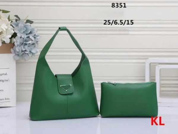 

women classic designer triangle sign shoulder bag 2 pcs set pu leather crossbody bags ladies handbags clutch tote messenger shopping purse w