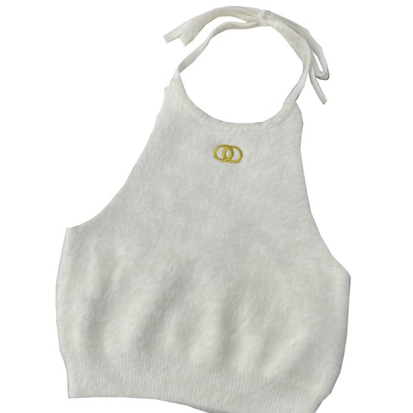 

women's t-shirt women halter fashion crop luxury embroidered shirt summer backless, White