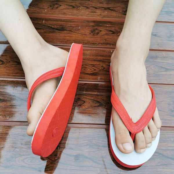 

rubber flip-flops slippers new fashion wear beach personality clip foot flat non-slip rubbers slipper 48, Black