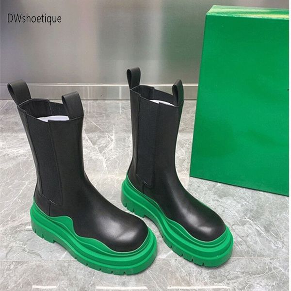 

dress shoes fashion platform women short boots slip on cool leather round toe women booties 230203, Black