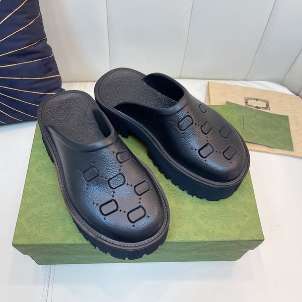 

designer slipper luxury women sandals brand slides fashion slippers lady slide thick bottom design casual shoes sneakers by fen 002, Black