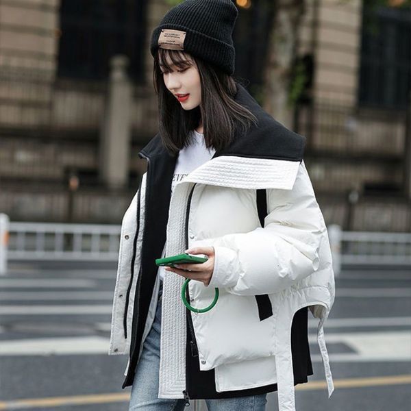

women's jackets down jacket winter short stand collar fashion casual warm white duck twopiece detachable coat chaqueta 230202, Black;brown