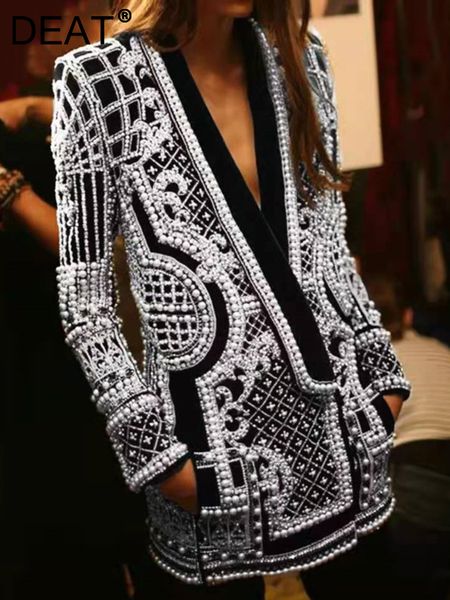 

women's suits blazers deat 2023 autumn and fashion fit vneck patchwork long sleeve thickened suit printed coat 230203, White;black