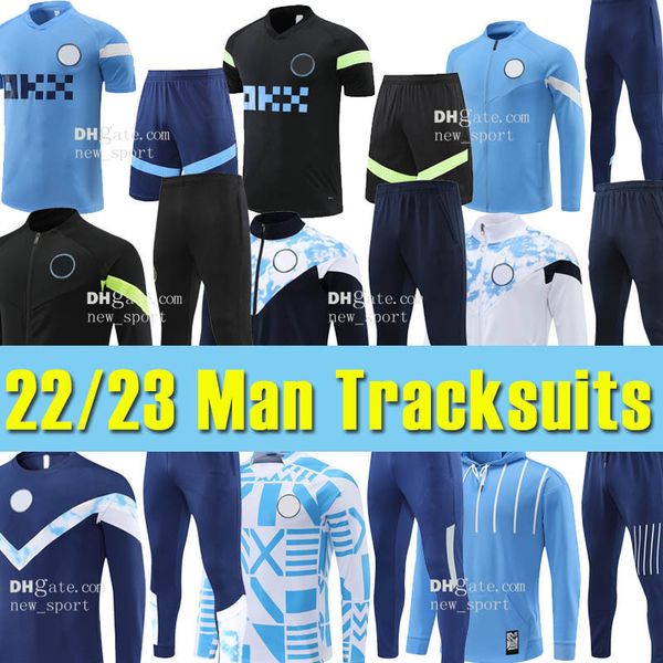 

22 23 haaland #9 man citys soccer jerseys tracksuit football de bruyne foden blue training long sleeve tracksuits jogging chandal futbol sur, Black