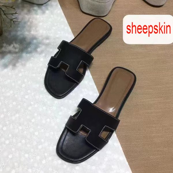 

new women designer slipper slide sandals summer classic brand beach casual sandals size 35-42 0005, Black