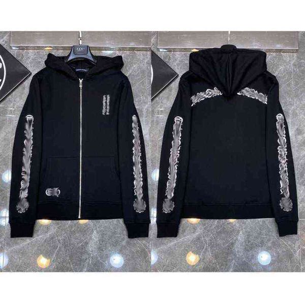 

30% off~men's hoodies sweatshirts 3a classic mens zipper ch designer horseshoe sanskrit cross print pullover heart hoody sweater luxury, Black