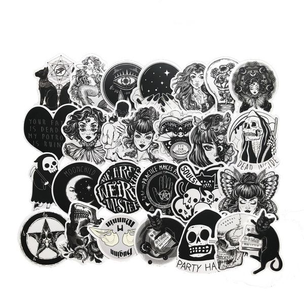 

50pcs black and white gothic vampire stickers outdoor camping graffiti stickers for lapskateboard motorcycle decals