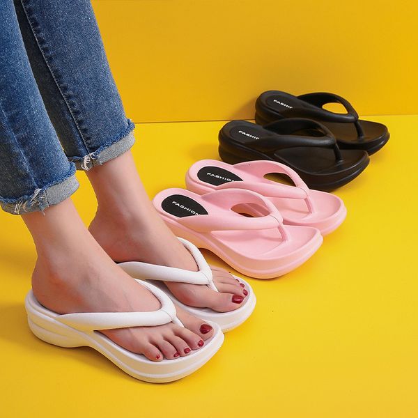 

slippers summer women slippers eva soft sides shoes garden shoes wedges sweet sandals antiskid female platform flip flops for stenio 230203, Black