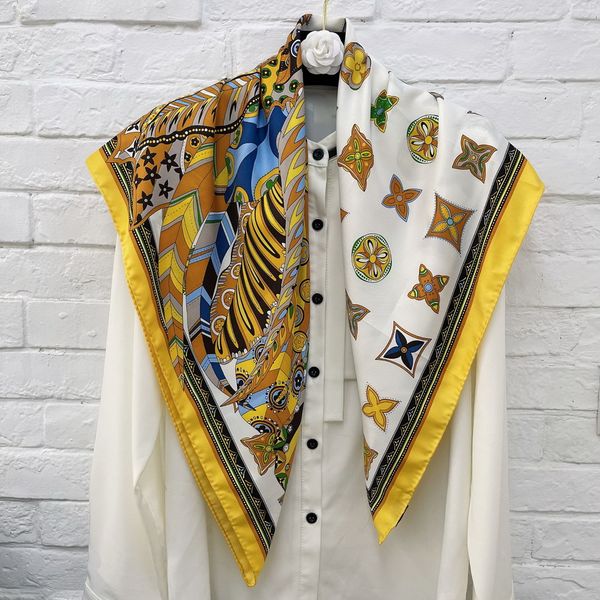 

2023 new 90cm fashion silk satin shawls for women headband floral print kerchief hijab scarves fermale square shawls and wraps neck scarfs, Blue;gray