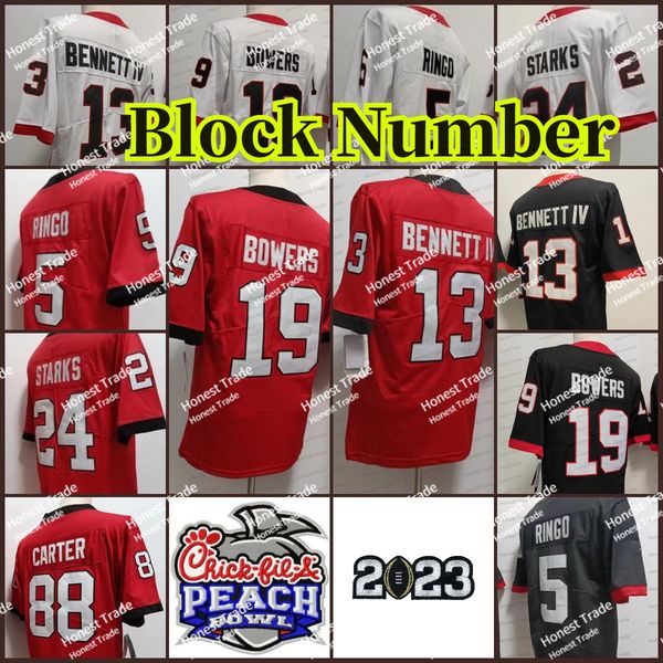 

ncaa 24 malaki starks football jersey 88 jalen carter 19 brock bowers 13 stetson bennett iv white red black mens college football jerseys 20