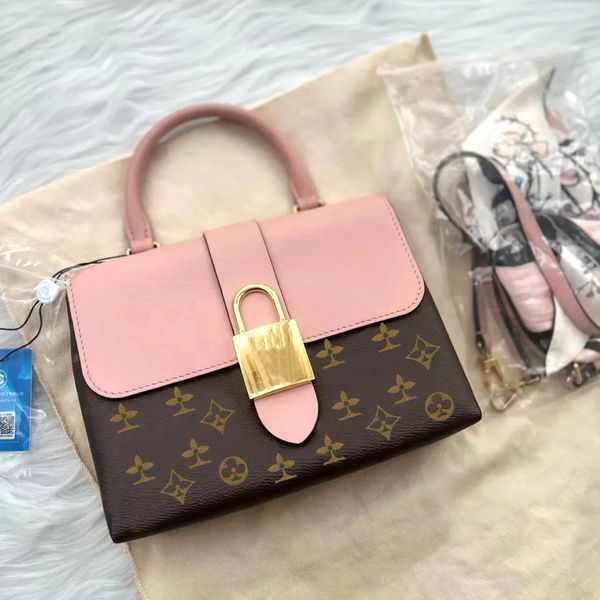 

locky bb luxury designer classic tote bag metal lock genuine leather clutch bags women fashion printed pattern crossbody shoulder purses men