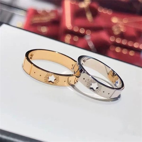 

cjewelers luxury rings engagements designer ring bague jewelry gold silver colors fashion couple party ornaments casual star hollow out eter, Slivery;golden