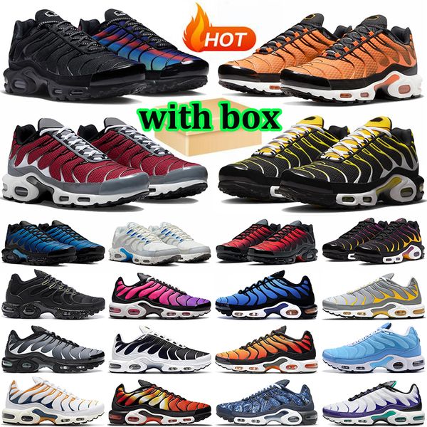 

with box with box tn plus terrascape running shoes men women tns sneakers unity atlanta triple white black university blue purple gold pink