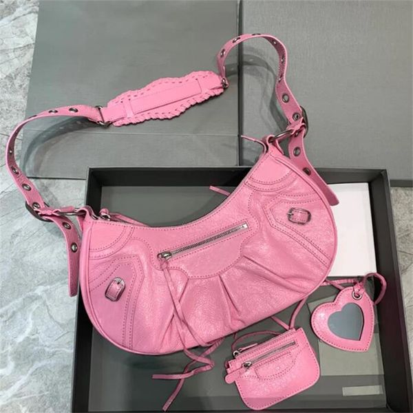

9a luxury designer female bag fashonable ice crack sheepskin rivet fashion shoulder oblique arm hand hold bag with preminum original gift bo