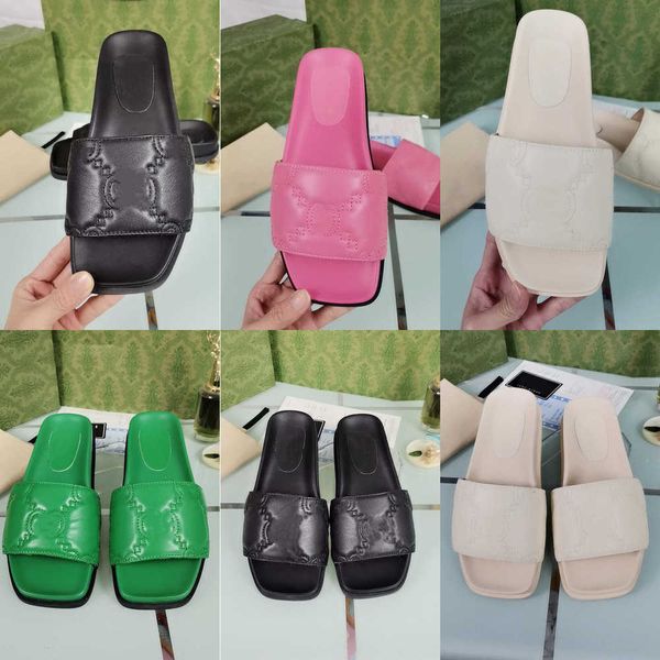 

2023 women's mens platform sheepskin double g sandal rubber slipper designer luxury fashion classic ladies beach embroidered flat flip, Black
