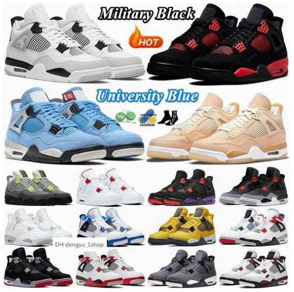 

high og jumpman 4 4s retro basketball shoes men women sneakers university blue white guava ice oreo sail noir metallic purple b air og shoe, Black