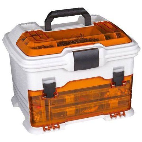 

flambeau outdoors t4p pro multiloader portable fishing tackle storage box with zerust anti corrosion technology white/orange