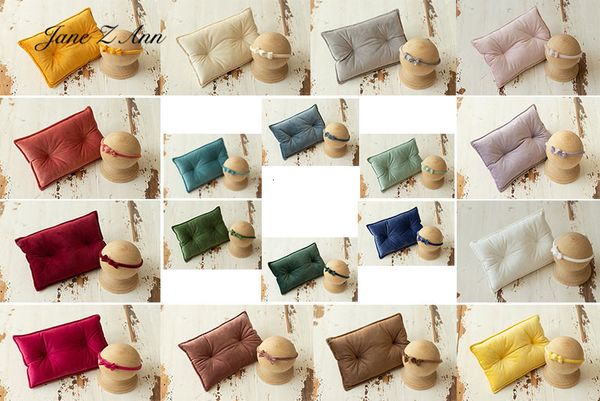 

keepsakes velvet bowknot multi-colors pillow hairband set baby born pography props studio shooting assist accessories 230204