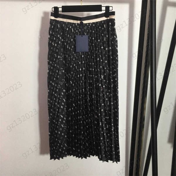 

designer womens skirts brand classic logo jacquard fashion high waist skirt straight version of the elastic waist pleated skirts black women