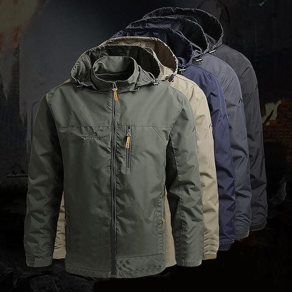 

mens jackets waterproof hooded overcoat outdoor rock climbing windbreaker windproof autumn winter 230203, Black;brown