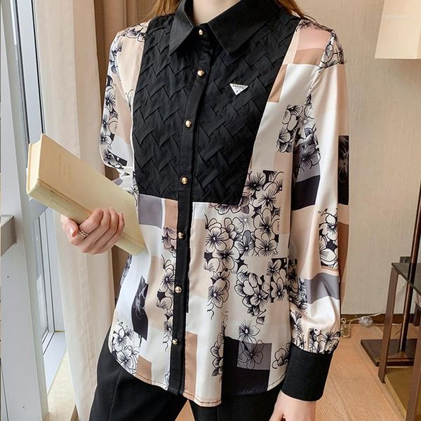

women's blouses france style fashion patchwork ladies shirts 2023 spring summer long sleeve blusas mujer, White