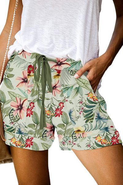 

queen plus womens casual shorts comfy elastic waist drawstring pocket shorts pants, Red;black