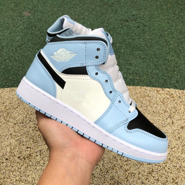 

original quality jumpman 1 basketball shoes 1s mid gs ice blue black sail white designer shoes men women sports sneakers come whit box size
