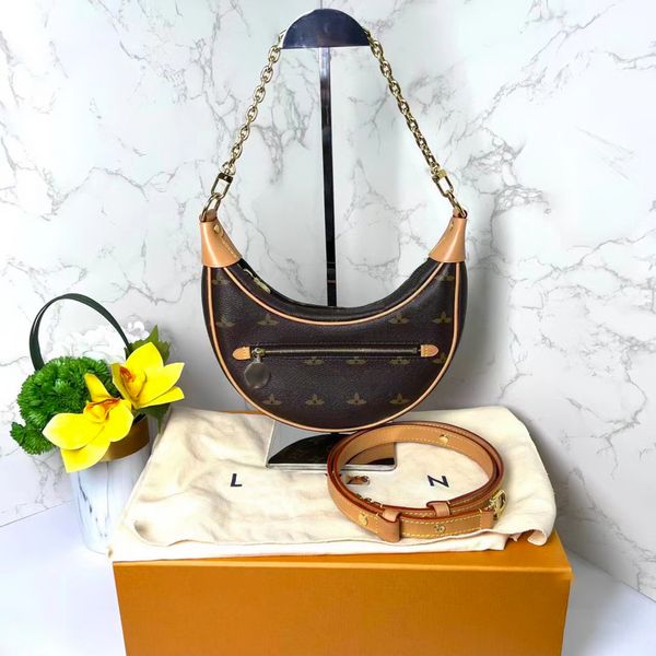 

luxury designer loop m81098 fashion half moon peas shoulder bag handbag clutch crossbody women's men luxury wallet totes genuine leathe