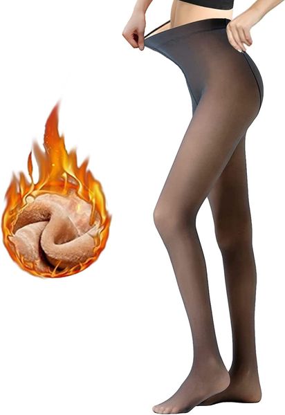

congmingmao fleece lined tights women leggings winter thermal pantyhose sheer black tights, Red;black