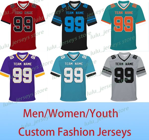 

custom football jerseys stitched personalized plus size fashion football shirts sports uniform for men women youth kids, Black;red
