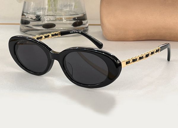 

gold chain & leather cat eye sunglasses for women sonnenbrille shades gafas de sol uv400 protection eyewear with box, White;black