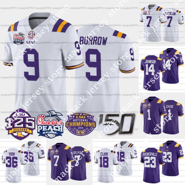 

lsu tigers jersey ncaa college football peach bowl custom joe burrow peterson delpit chase johnson mathieu cade york kristian fulton damone, Black