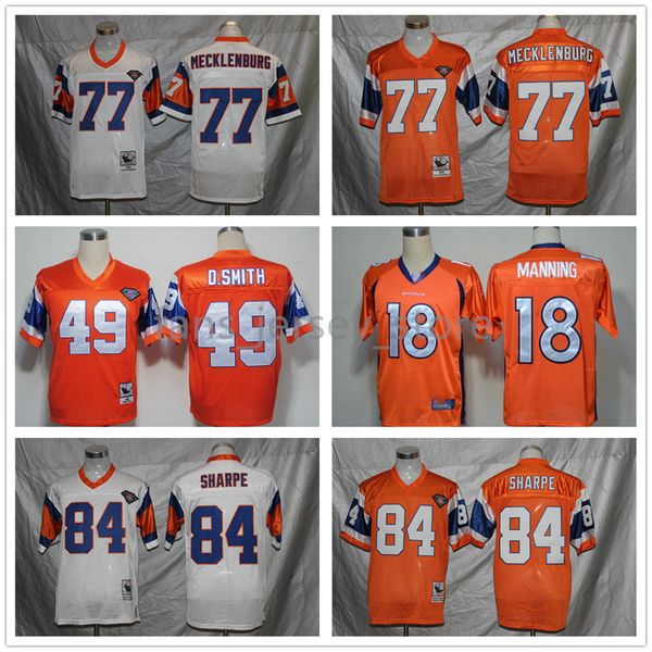 

vintage stitched jersey 84 shannon sharpe 18 peyton manning 7 john elway 27 atwater 30 davis 77 mecklenburg 49 d.smith, Black;red