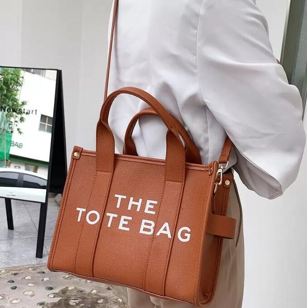 

2023 new marc women tote bag letter pu leather bag diagonal handbag hand shopping bag