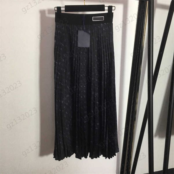 

womens skirts classic logo jacquard high waist casual skirt waist logo decoration splicing anti-light lining mid-length skirts womens clothi, Black