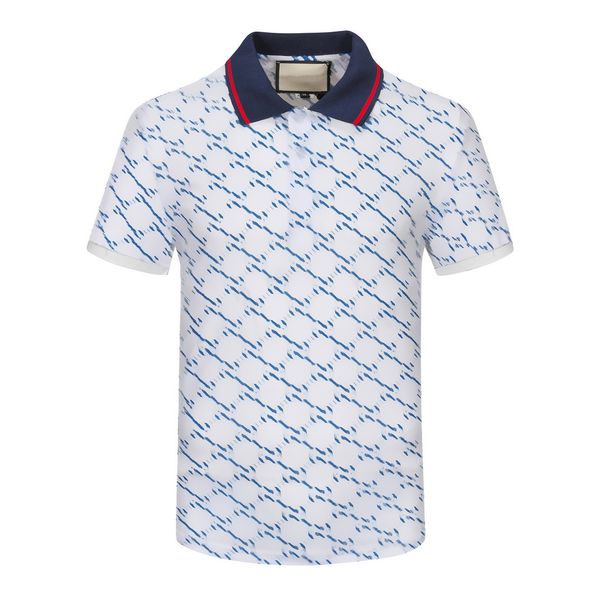 

mens designer polo shirt fashion men polos shirts print casual short sleeve t-shirts turn-down collar clothing, White;black