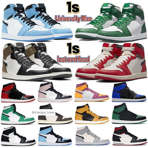 

mens 1 high og 1s basketball shoes jumpman lost and found men sneakers university blue patent bred gorge green dark mocha starfish air shoe