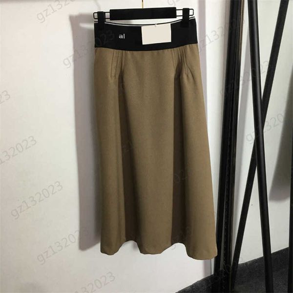 

designer womens skirts splicing letter webbing high waist slim skirt cotton fabric back zipper design joker 2 colors skirts for women midi l, Black