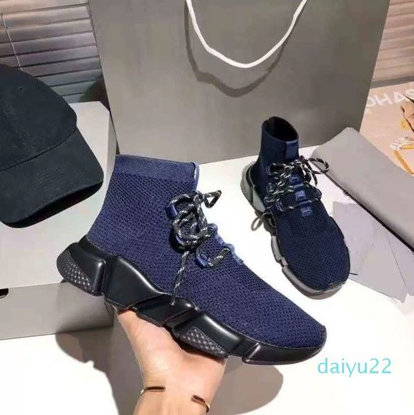 

with box designer balencaigaity shoes 2022 new fashion couple's outdoor runner casual shoes speed trainer lacet soft sock sneakers spor, Black